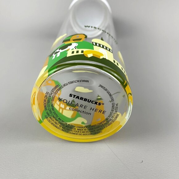 Starbucks You Are Here Collection Wisconsin Glass Water Bottle 18.5 Fl Oz  New - Picture 5 of 11
